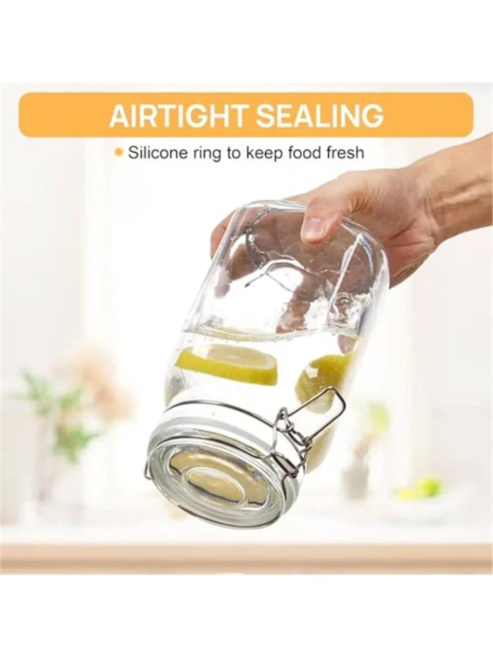 50oz Airtight Glass Jars with Lids, 3 PCS Food Storage Canister for Kitchen